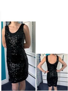 🇨🇦Vintage 60s rare short black dress sequinned feminine - 4 seasons classic cut
